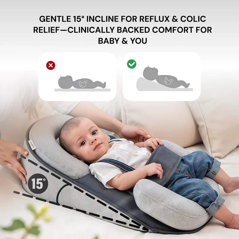 Reflux Relief Bed with Inclined Support and Head Cradle for Infants