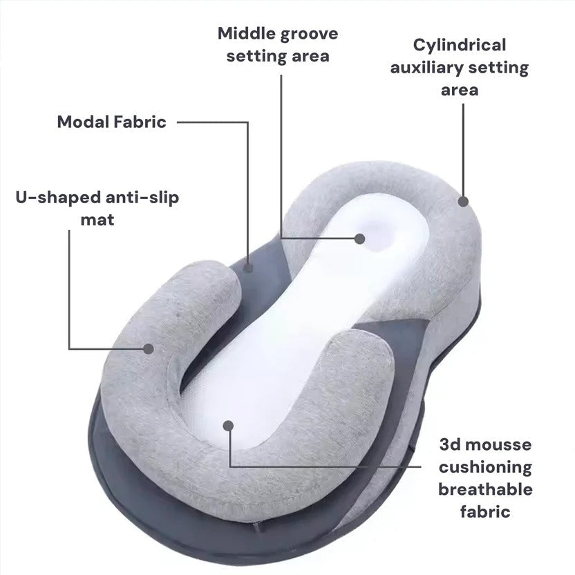 Reflux Relief Bed with Inclined Support and Head Cradle for Infants