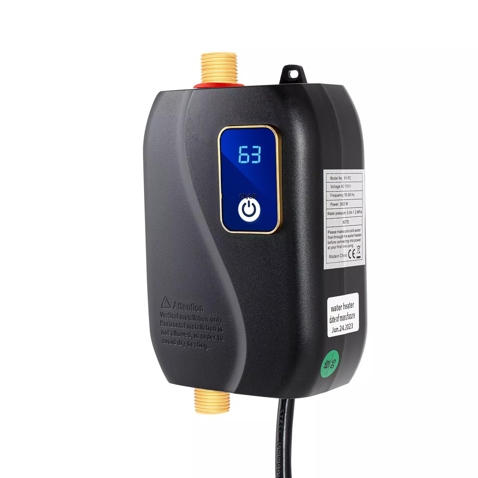 Electric Tankless Water Heater with Digital Temperature Control and Instant 5-Second Heating