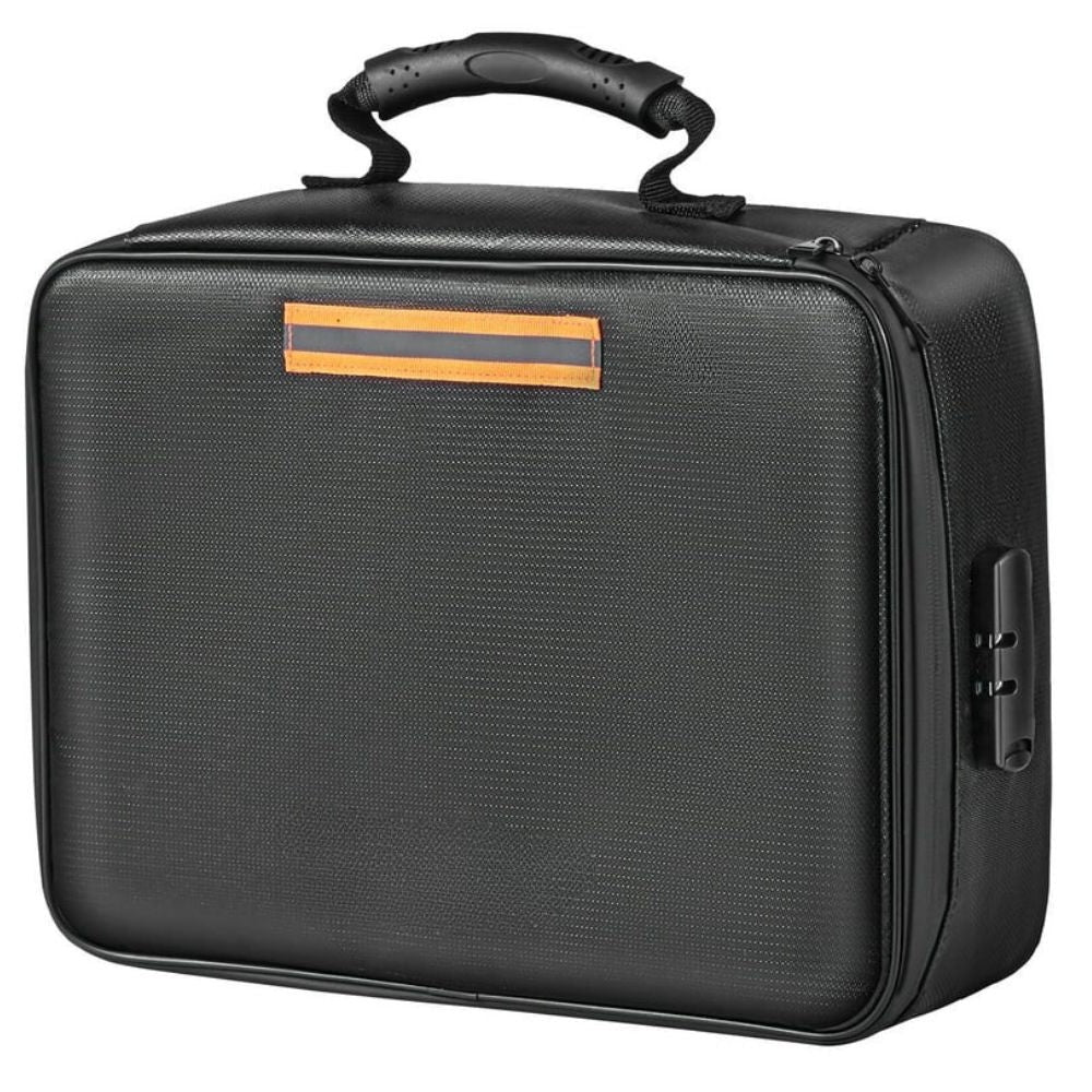 Fire and Water Resistant Document Bag with Lock and Triple Compartments