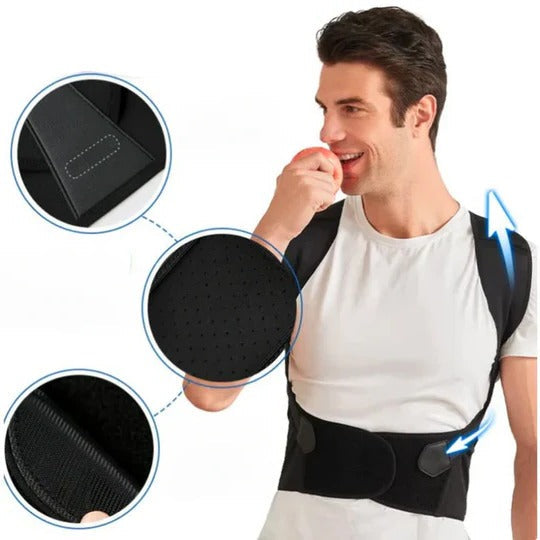 Posture Support Brace with Adjustable Straps and Slim Design, Unisex