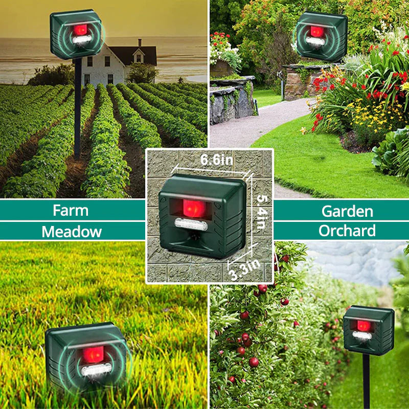 Ultrasonic Animal Repeller with Motion Sensor and 70ft Detection Range