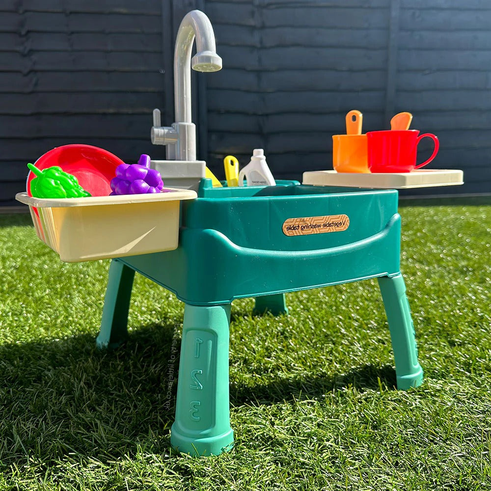 Play Sink with Cycling Water Tap and 19 Accessories, Removable Legs