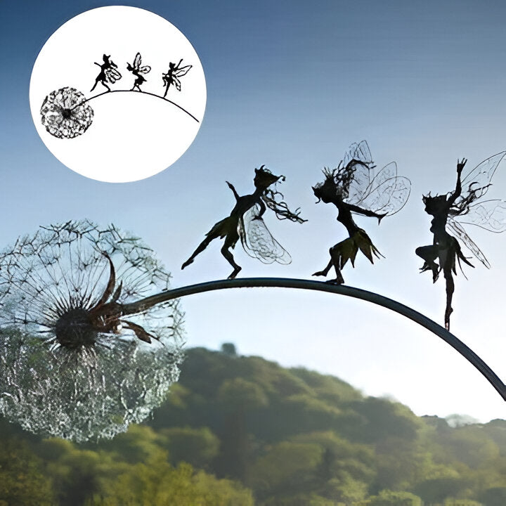 Steel Fairy Garden Sculpture with Laser Cut Details and Powder Coat Protection