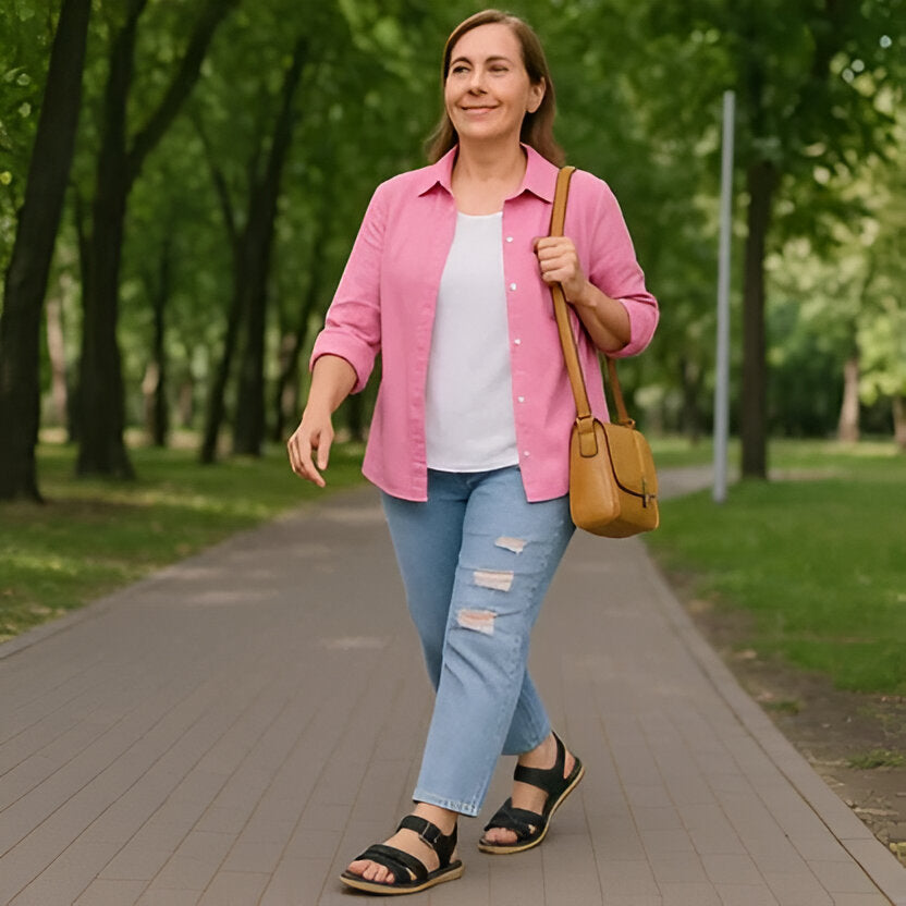 Women's Open Toe Sandals with Arch Support Footbed and Shock Absorbing Midsole