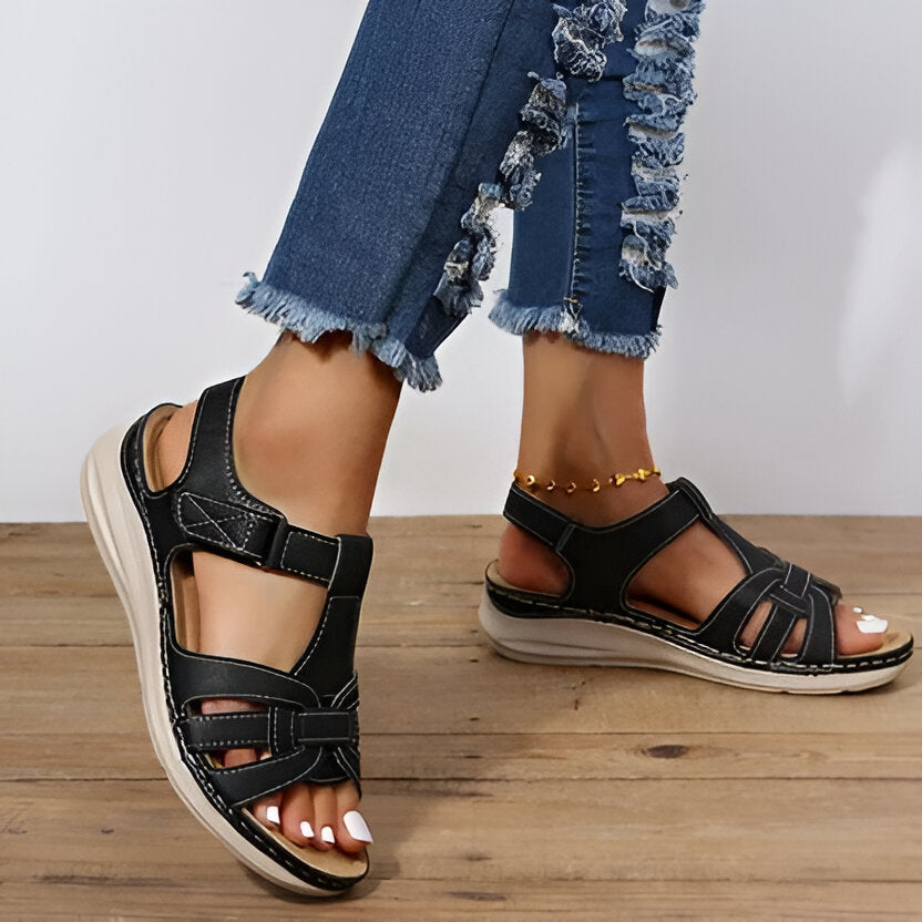 Women's Open Toe Sandals with Arch Support Footbed and Shock Absorbing Midsole