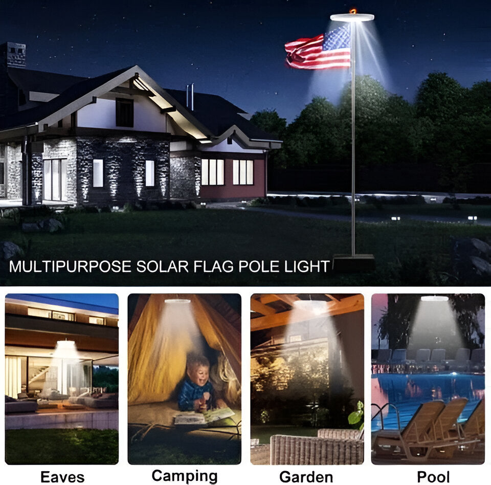 Solar Flagpole Light with 26 LED Bulbs and Automatic Dusk Sensor, 700 Lumens