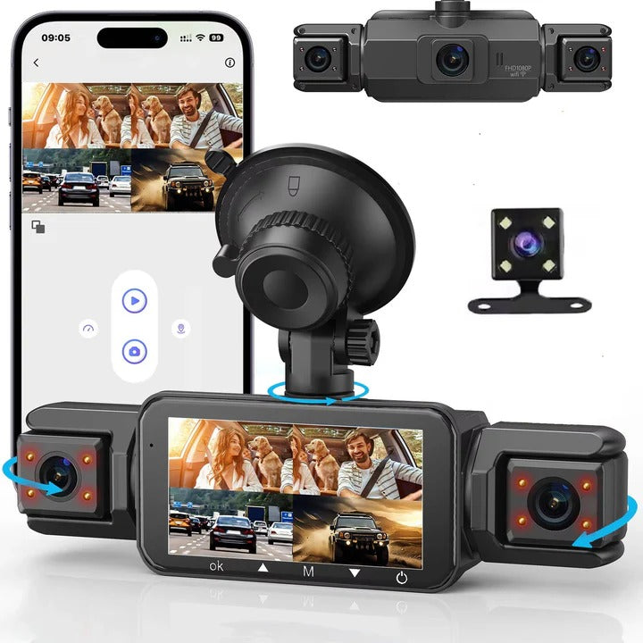Four-Channel Dash Cam with 1920P Front Camera and Infrared Night Vision