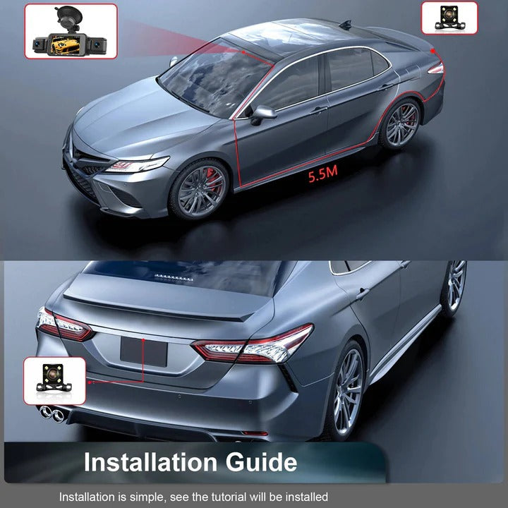 Four-Channel Dash Cam with 1920P Front Camera and Infrared Night Vision