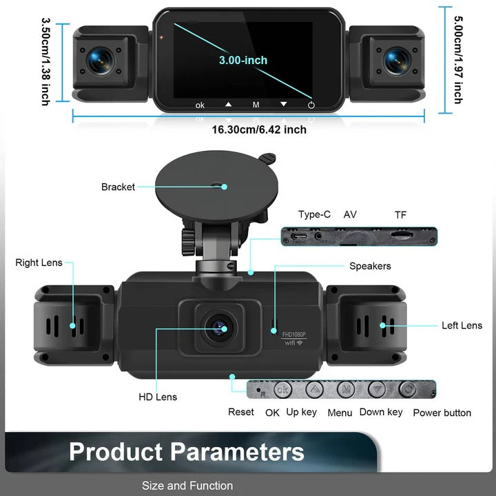 Four-Channel Dash Cam with 1920P Front Camera and Infrared Night Vision