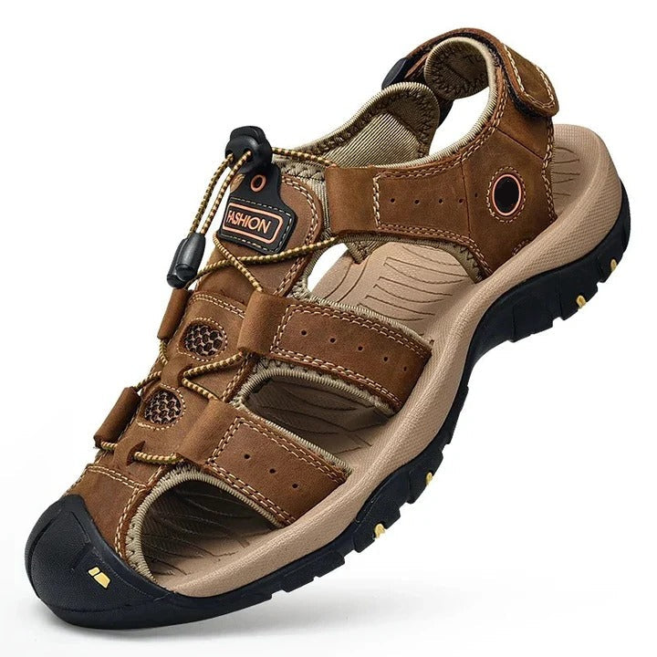 Cushioned Men's Sandals with Elastic Band and Textured Rubber Outsole