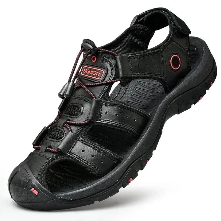 Cushioned Men's Sandals with Elastic Band and Textured Rubber Outsole