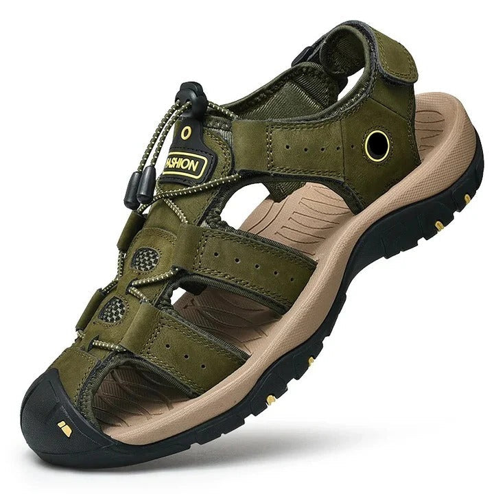 Cushioned Men's Sandals with Elastic Band and Textured Rubber Outsole