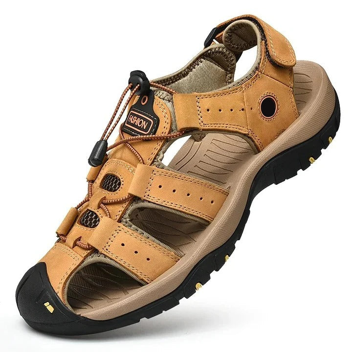 Cushioned Men's Sandals with Elastic Band and Textured Rubber Outsole