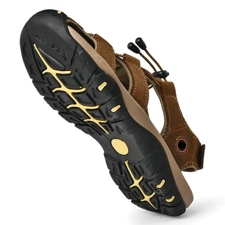 Cushioned Men's Sandals with Elastic Band and Textured Rubber Outsole