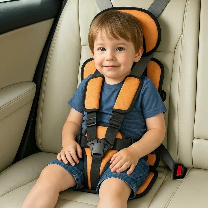 Portable Travel Seat with Five-Point Harness and Machine Washable Fabric for Children Ages 1-14