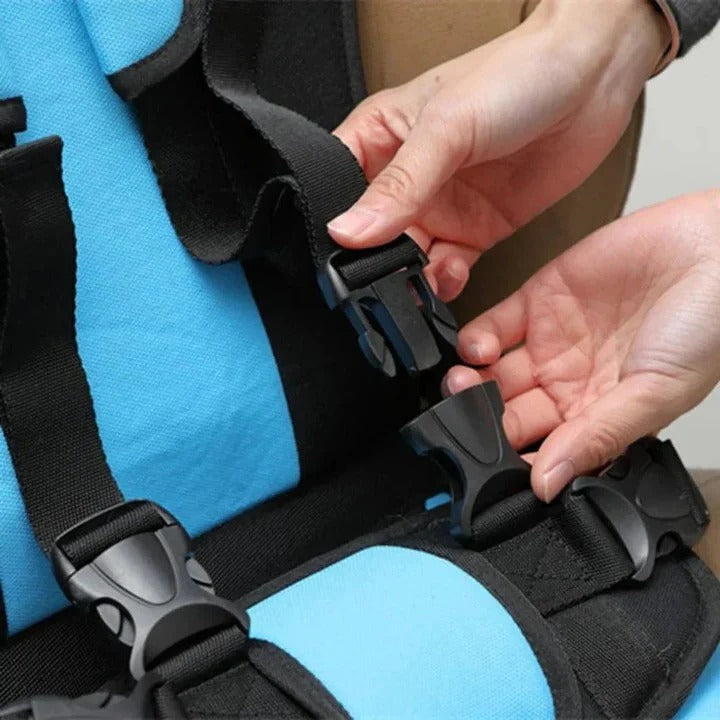 Portable Travel Seat with Five-Point Harness and Machine Washable Fabric for Children Ages 1-14
