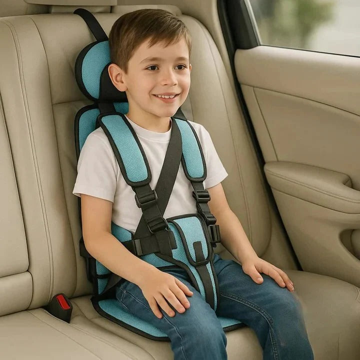 Portable Travel Seat with Five-Point Harness and Machine Washable Fabric for Children Ages 1-14