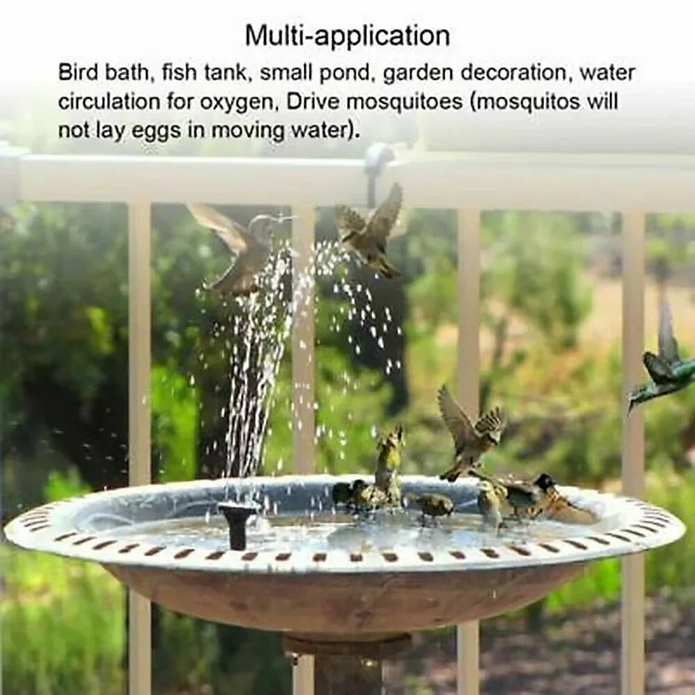 Solar Powered Floating Fountain Pump with 6 Interchangeable Nozzles for Water Features