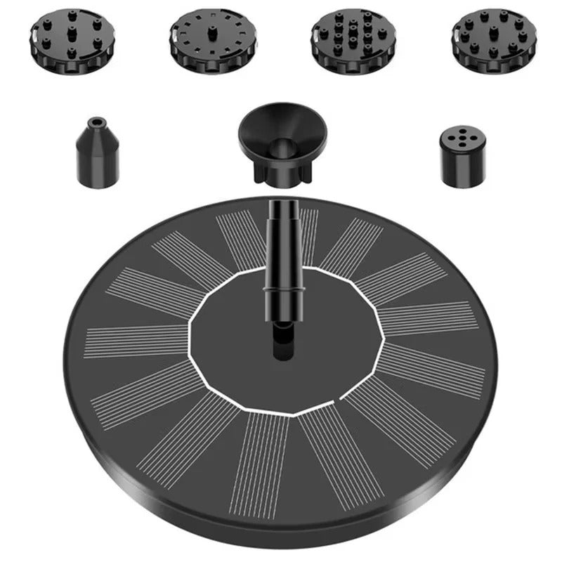 Solar Powered Floating Fountain Pump with 6 Interchangeable Nozzles for Water Features