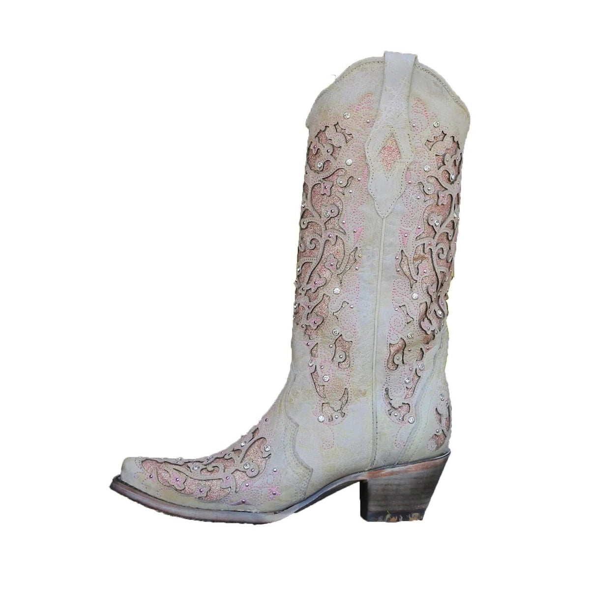 Sequined Knee High Boots with Pointed Toe and Block Heel, Color Block Embroidery