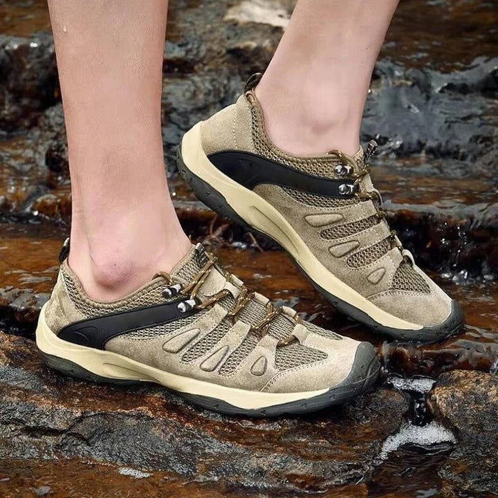 Waterproof Hiking Shoes with Reinforced Toe Cap and Ankle Support, Deep Tread Sole