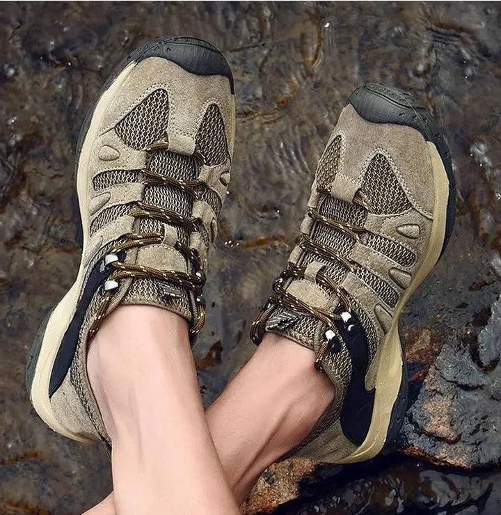 Waterproof Hiking Shoes with Reinforced Toe Cap and Ankle Support, Deep Tread Sole