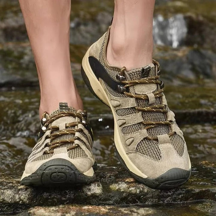 Waterproof Hiking Shoes with Reinforced Toe Cap and Ankle Support, Deep Tread Sole