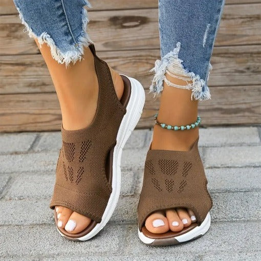 Cushioned Mesh Sandals for Women with Memory Foam and Raised Arch Support