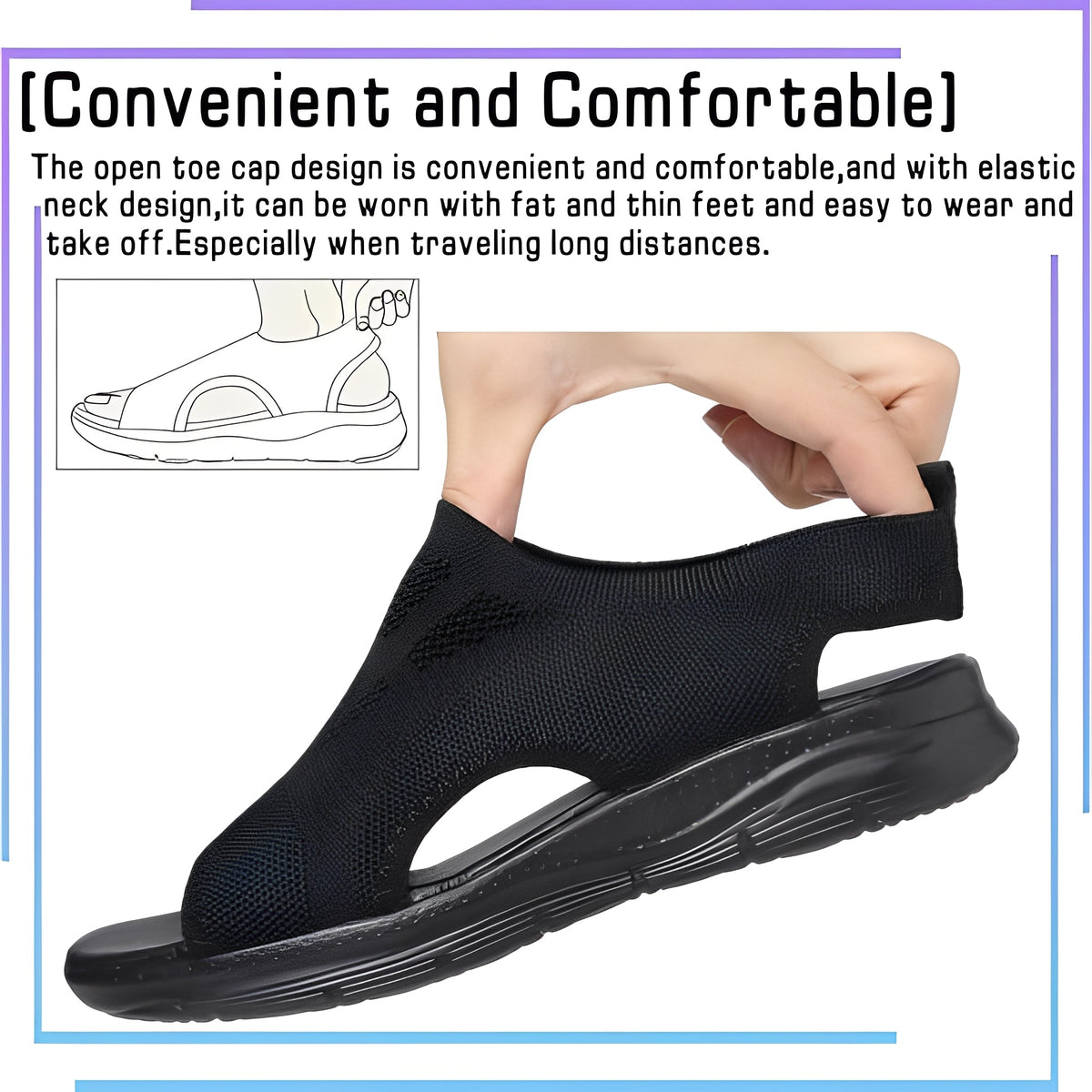 Cushioned Mesh Sandals for Women with Memory Foam and Raised Arch Support