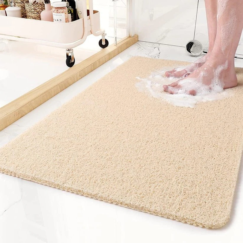 Fast Drying Shower Mat with Textured Friction Surface and Porous Drainage