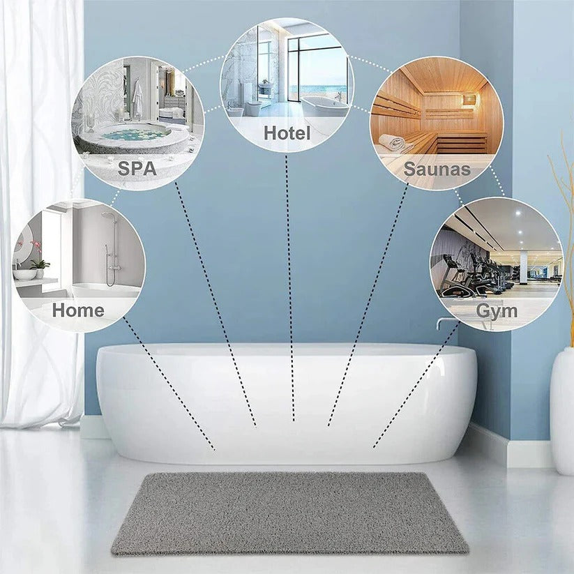 Fast Drying Shower Mat with Textured Friction Surface and Porous Drainage