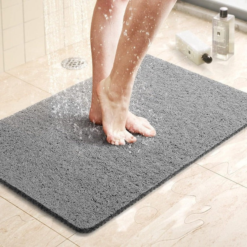 Fast Drying Shower Mat with Textured Friction Surface and Porous Drainage