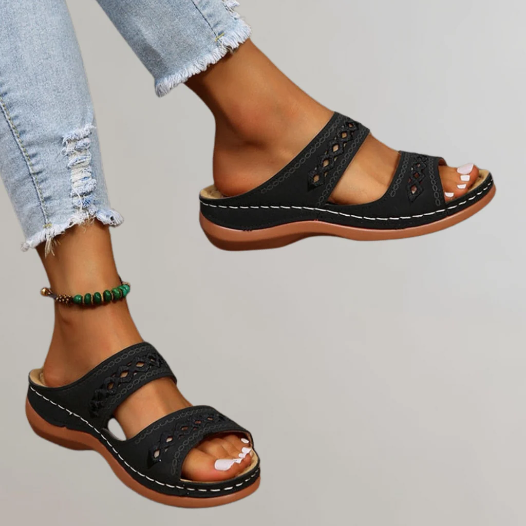 Women's Platform Sandals with Contoured Footbed and Open Toe Design