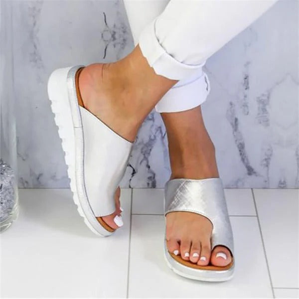 Cushioned Sandals with Curved Arch Support and Lateral Padding, Slip-On Design