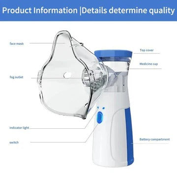 Mesh Nebulizer with Adjustable Mist Output and Dual Masks for Adults and Children