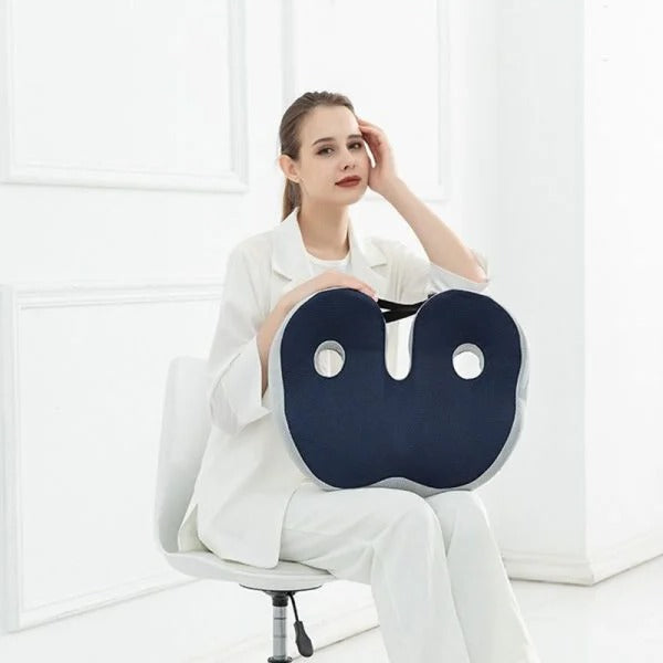 Memory Foam Ergonomic Seat Cushion with Adjustable Straps and Non-Slip Base
