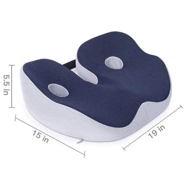 Memory Foam Ergonomic Seat Cushion with Adjustable Straps and Non-Slip Base