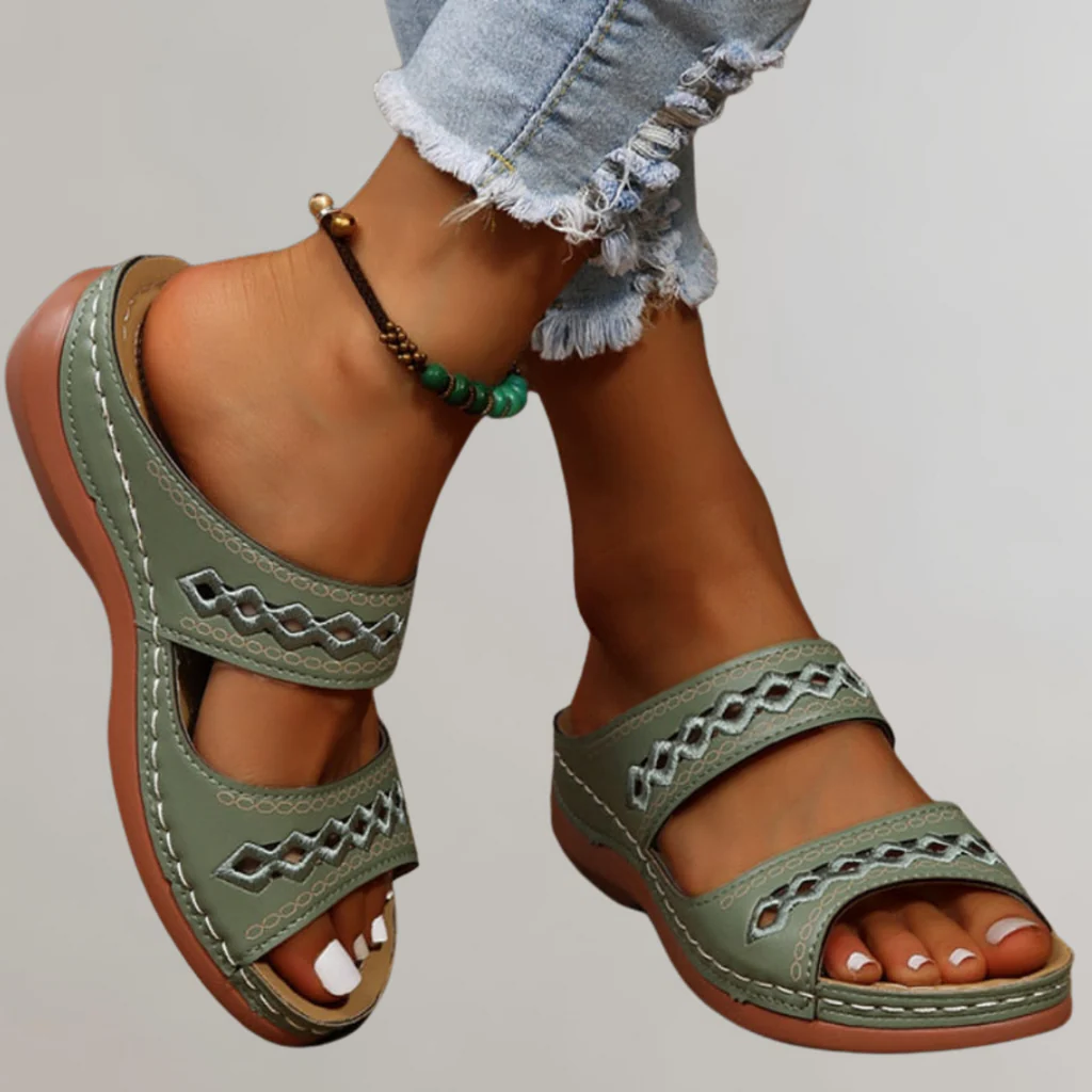 Women's Platform Sandals with Contoured Footbed and Open Toe Design