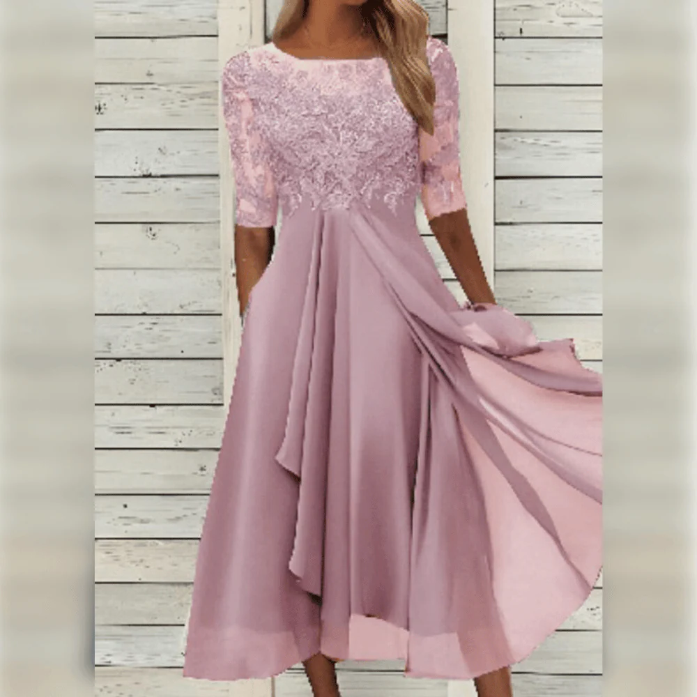 Classic Fit Dress with Smooth Draping and Machine Washable Fabric for Formal Events