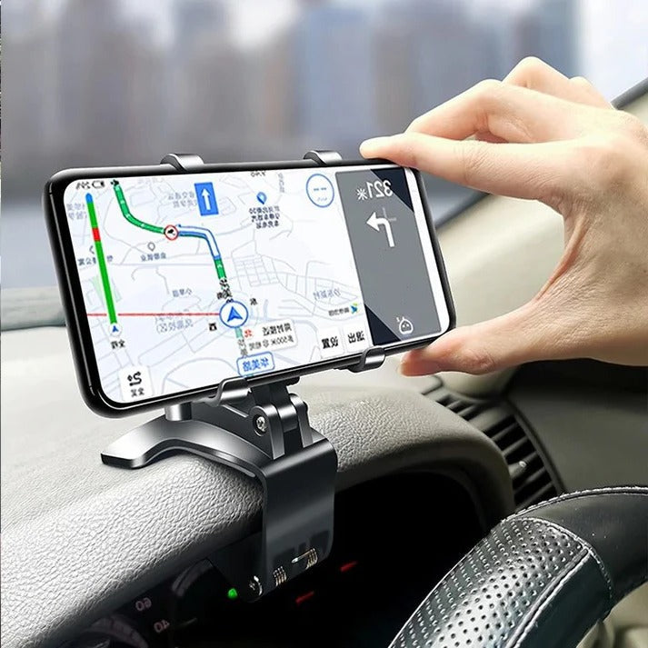 Dashboard Phone Holder with 360 Degree Rotation and Spring Loaded Clasp