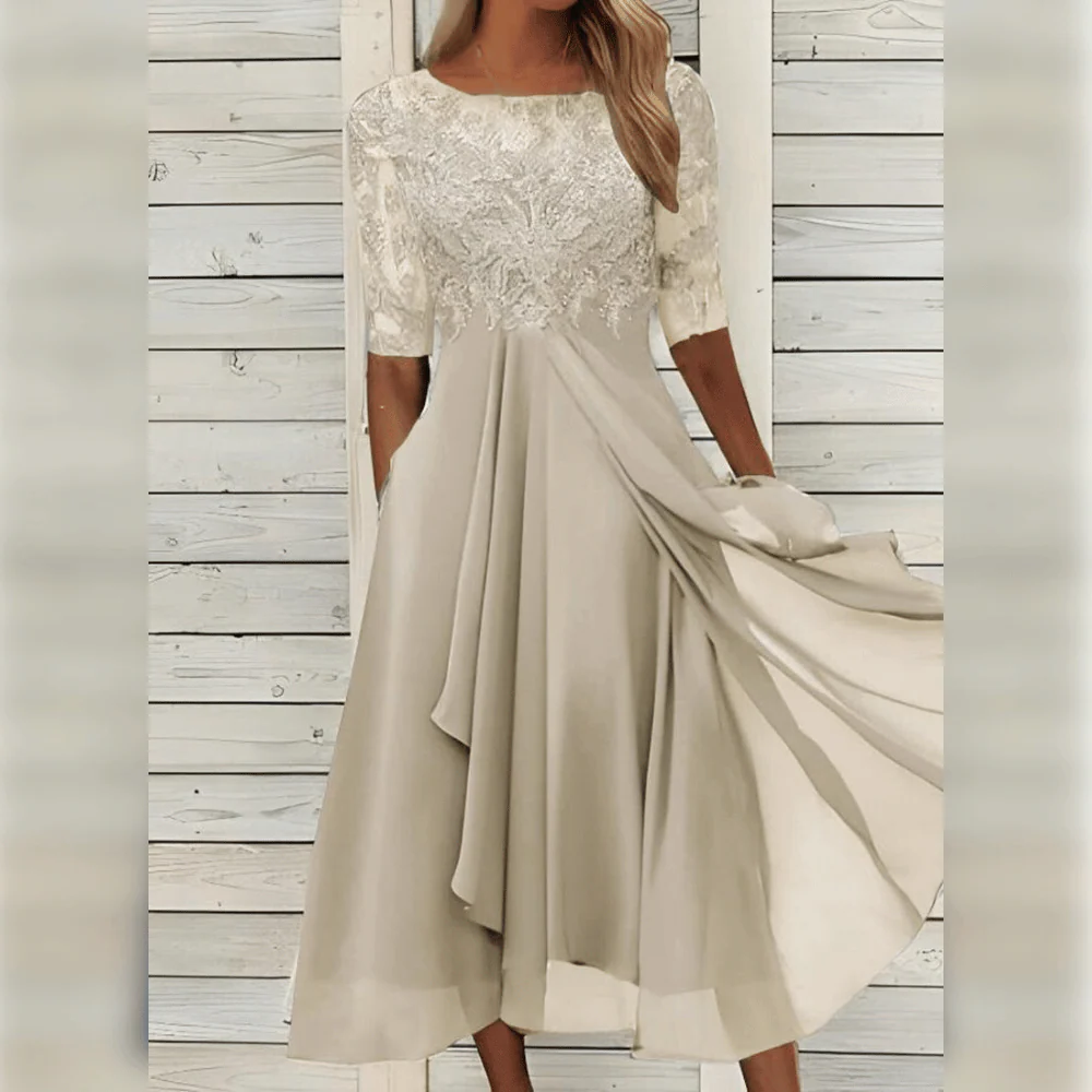 Classic Fit Dress with Smooth Draping and Machine Washable Fabric for Formal Events