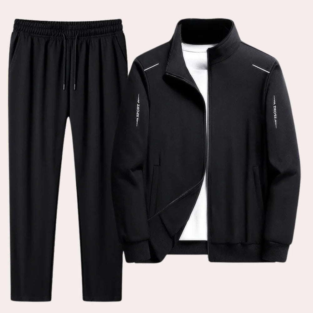 Men's Polyester Tracksuit with Stand Up Collar and Elasticated Cuffs