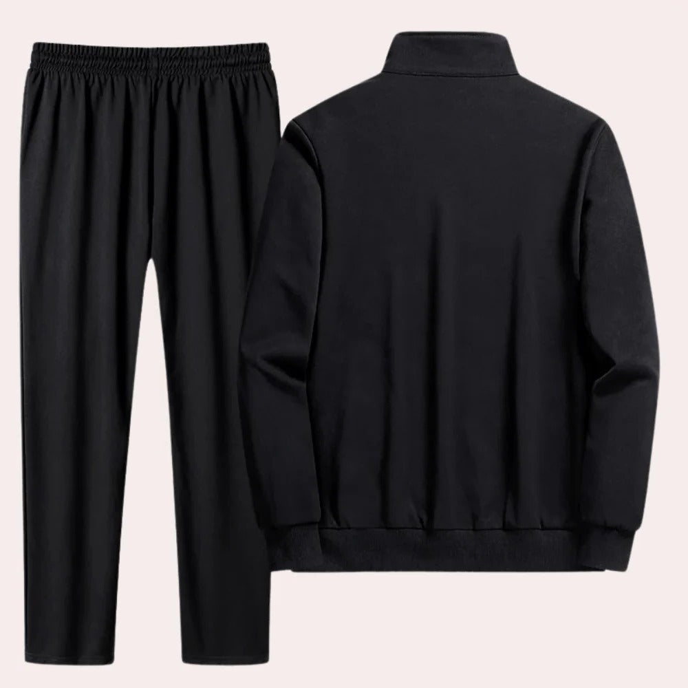 Men's Polyester Tracksuit with Stand Up Collar and Elasticated Cuffs