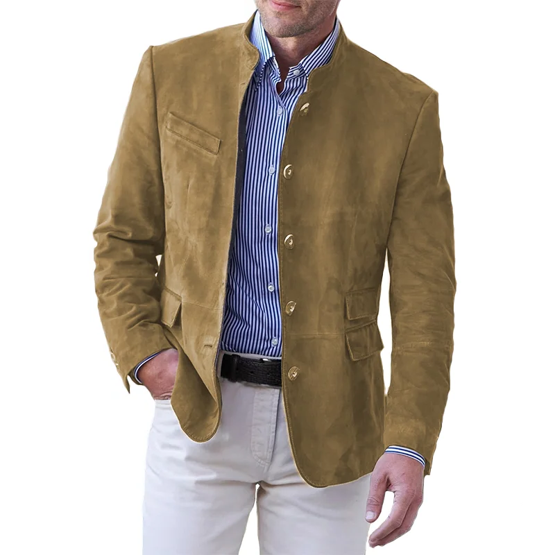 Handcrafted Men's Button-Down Jacket with Reinforced Seams and Layering Fit