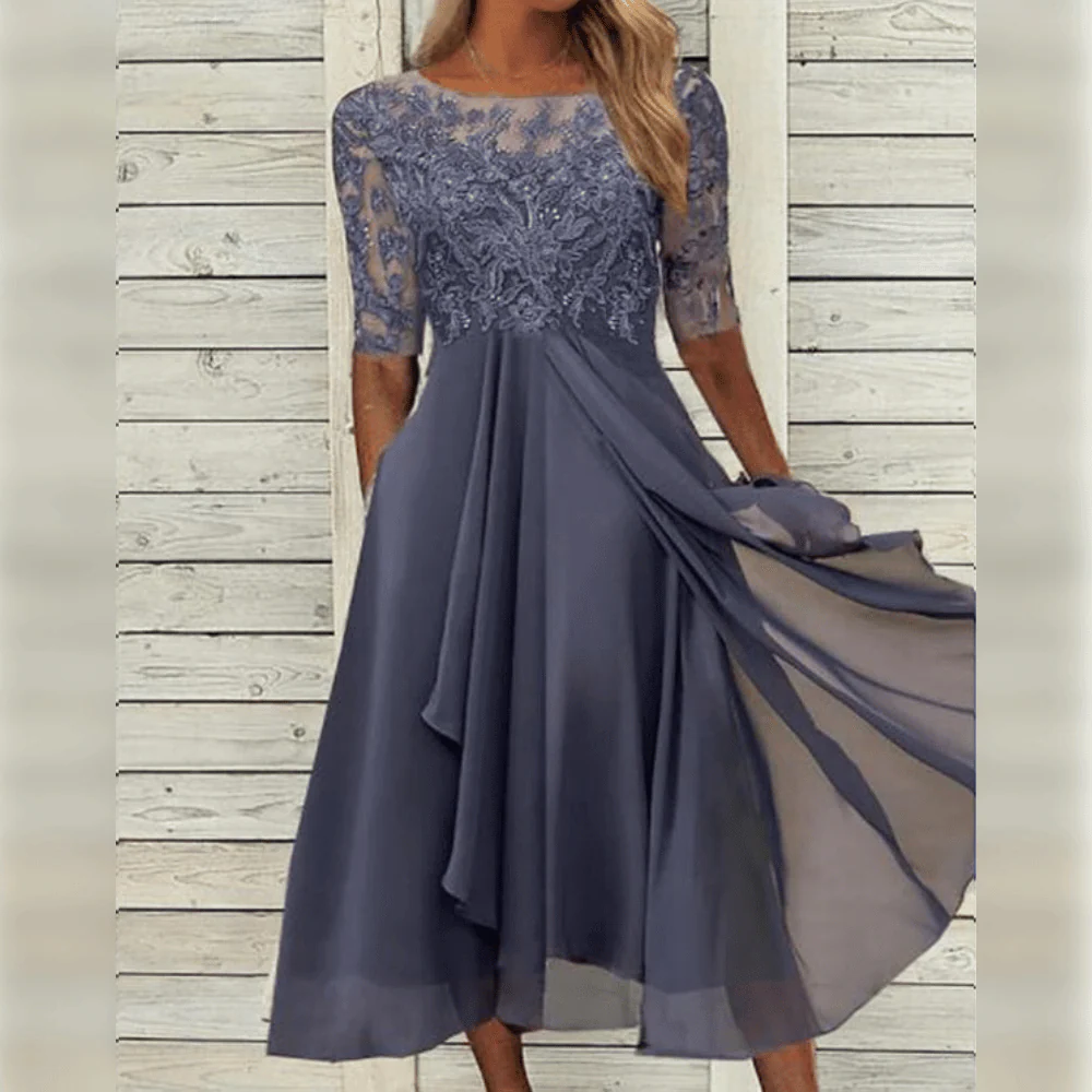 Classic Fit Dress with Smooth Draping and Machine Washable Fabric for Formal Events