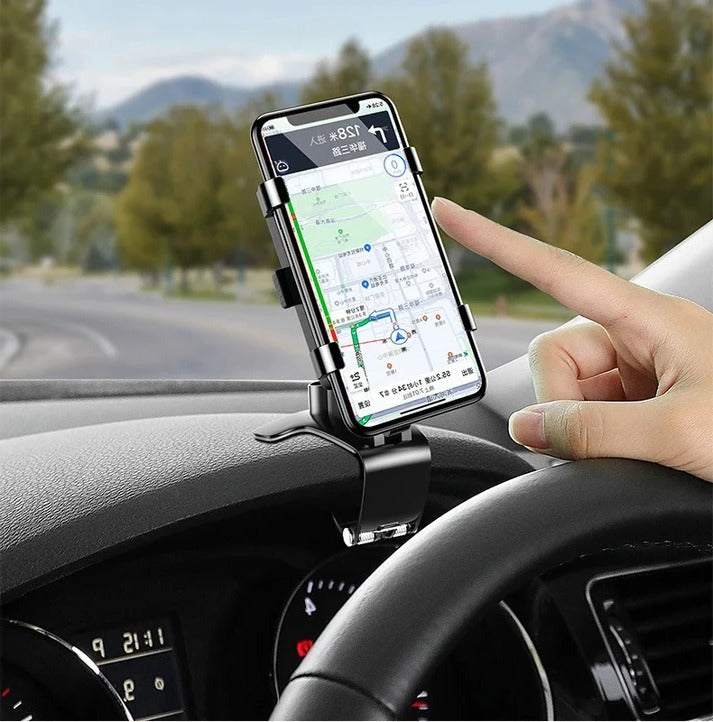 Dashboard Phone Holder with 360 Degree Rotation and Spring Loaded Clasp