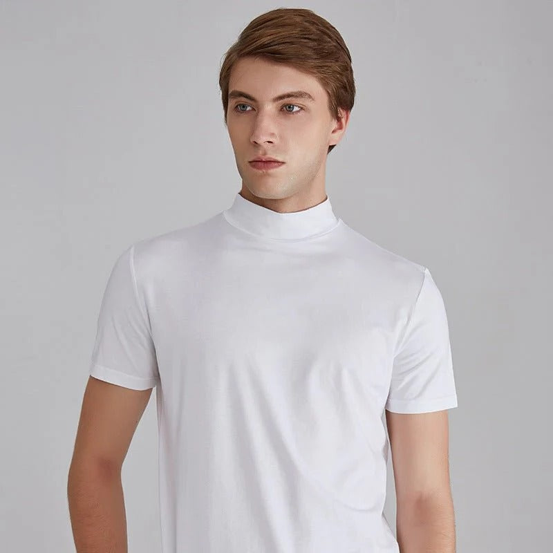 Men's Turtleneck T-Shirt with Cotton Blend and Close Fit, 5 Colors