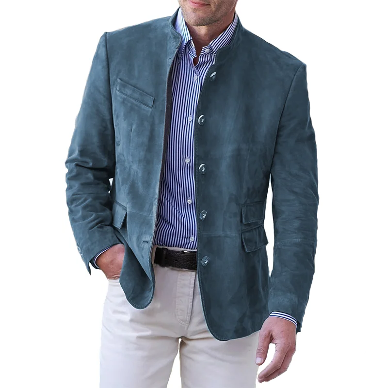 Handcrafted Men's Button-Down Jacket with Reinforced Seams and Layering Fit
