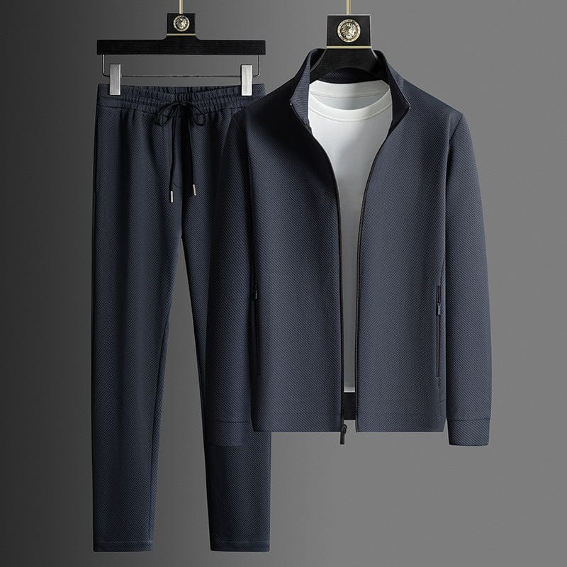 Two-Piece Stretch Tracksuit with Zip Jacket and Drawstring Pants